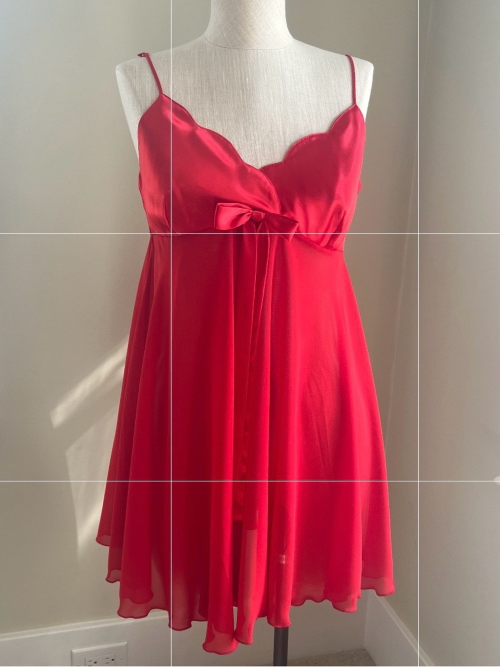 Victoria's Secret Red Satin & Chiffon Chemise M